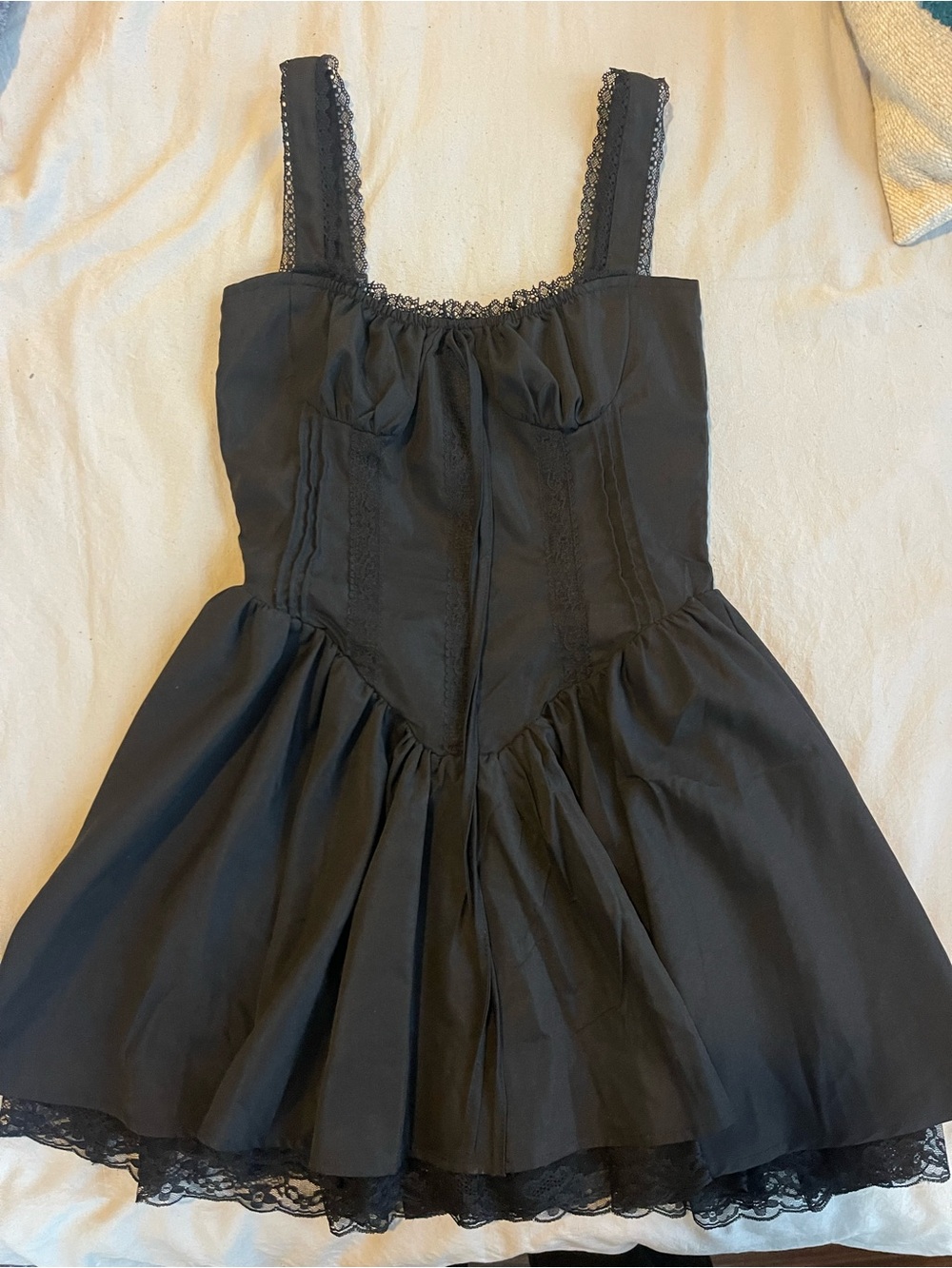 Princess Polly Black Lace-Trim Mini Dress